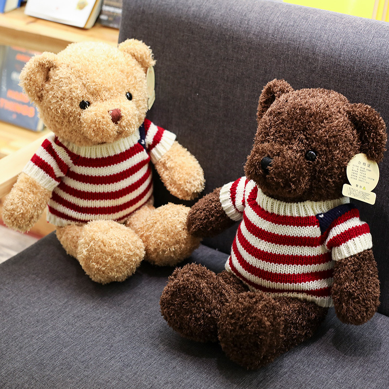 Fábrica al por mayor suéter oso de peluche muñeca peluche juguete oso almohada muñeca de tela regalo de boda regalo oso