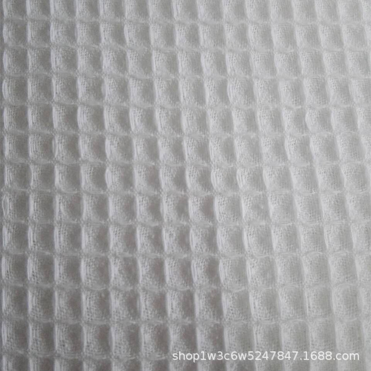 涤棉交织蜂巢布 鞋材料交织华夫格布 漂白
