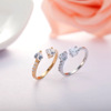Zirconium heart shaped, one size fashionable advanced ring with stone, 2023, light luxury style, high-quality style