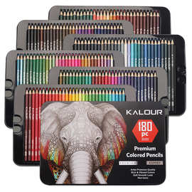 跨境厂家直销 绘画彩笔油性彩铅铁盒装 180色高品质彩色铅笔套装