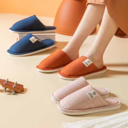 Cotton Slippers for Men and Women, Home Use for Autumn and Winter, Warm and Non-Slip Thick Sole, Indoor Plush Floor Mop for Winter