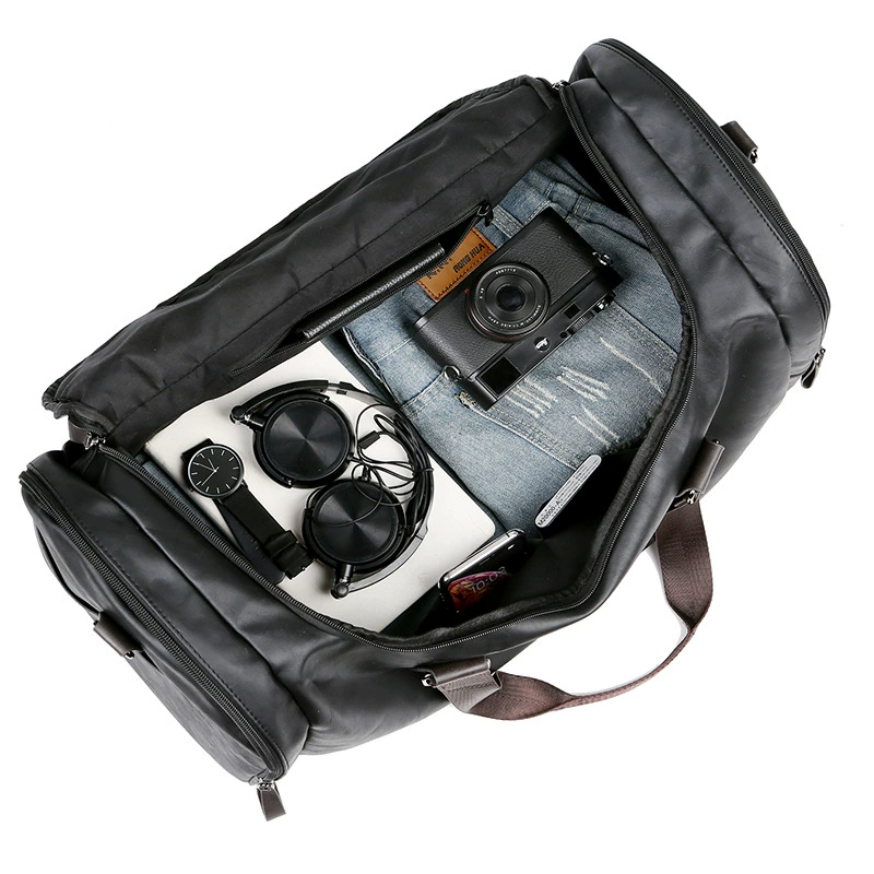 Men's polyurethane capacious travel bag, backpack, luggage one-shoulder bag, genuine leather, Korean style