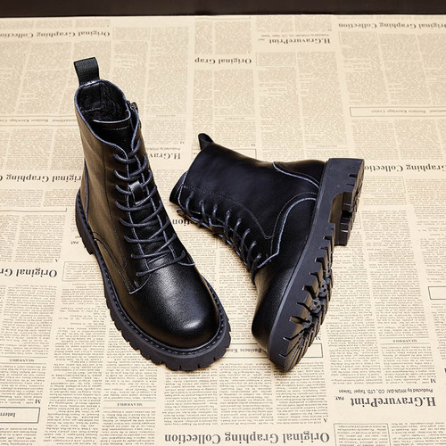 Women's boots  autumn and winter new thick-soled short boots British fashion lace-up genuine leather Martin boots boots trend