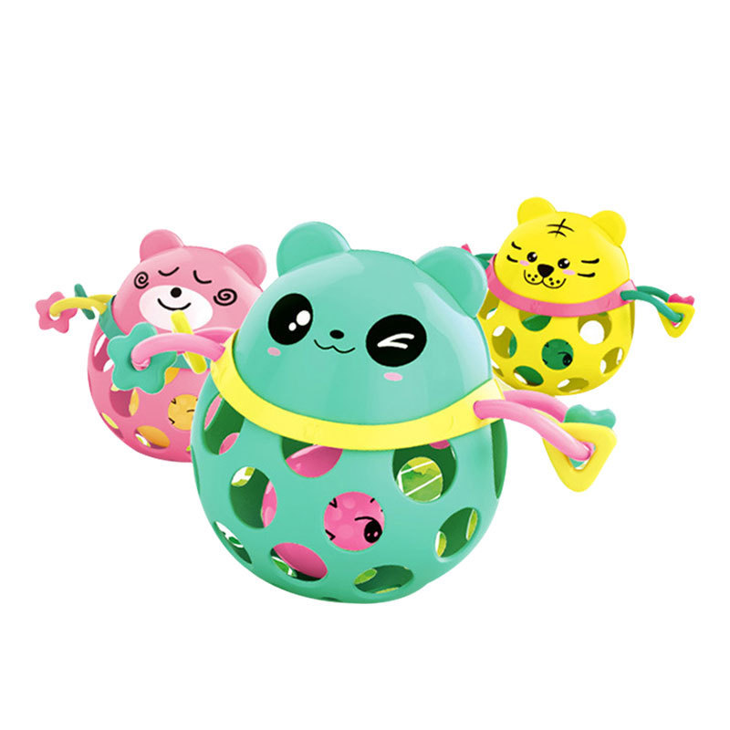 Bebé sonajero juguete 0-3-6-12month bebé Yi Zhi mano Bola de juguete animal suave mordedor de goma sonajero