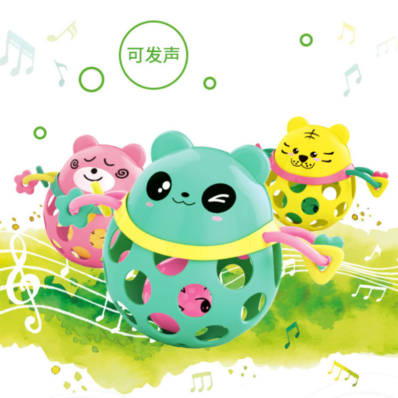 Bebé sonajero juguete 0-3-6-12month bebé Yi Zhi mano Bola de juguete animal suave mordedor de goma sonajero