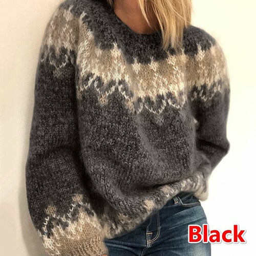 Wish New Women's Autumn/Winter Casual Loose Cashmere Knit Embroidered Sweater