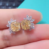 Серебряные толстые квадратные серьги поколения 9225 Корейские модные серьги оптом в наличии