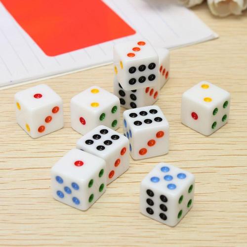Cross-border supply 16# white square corner colored dice, dice, board games, mahjong accessories 1.6CM