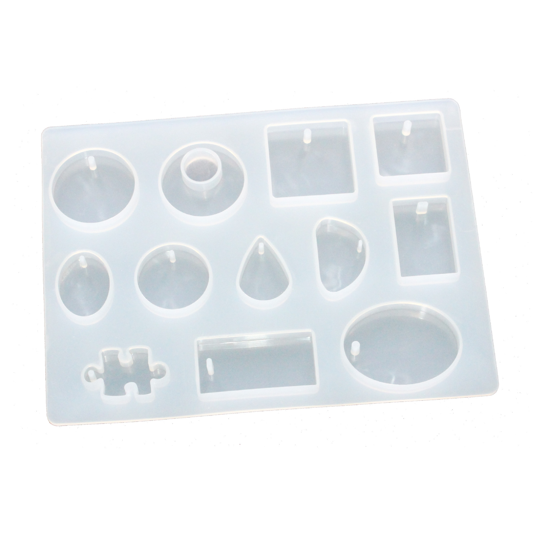 Crystal Glue Necklace Pendant Silicone mold DIY manual Jewelry Drop Square Oval Jigsaw puzzle mould