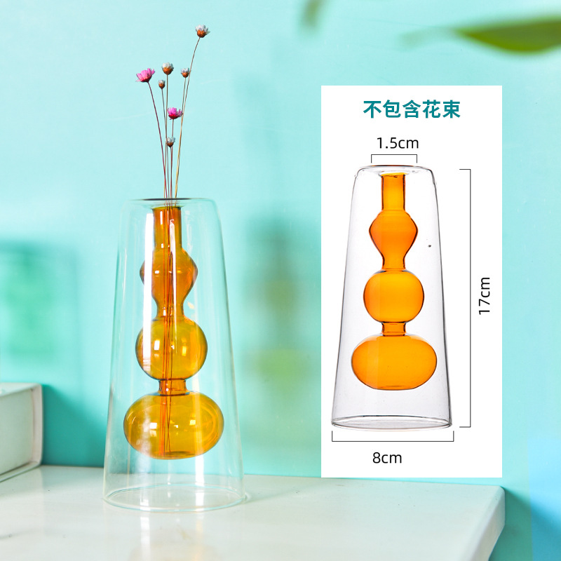 HP2021 de doble capa de tres secciones de champán florero de la