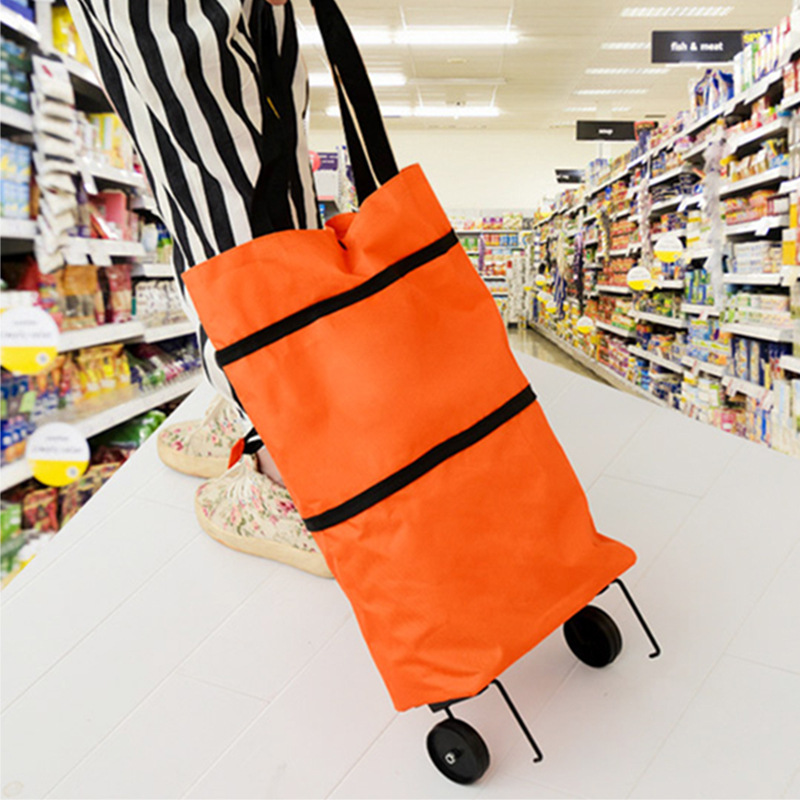 T plegable Portátil Bolsa de compras Oxford bolsa de tela de gran capacidad supermercado conveniente carrito de compras
