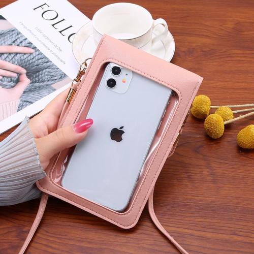 Women's Transparent Touch Screen Student Summer Simple Phone Bag, Can Hold Phone, Korean Style Vertical Crossbody Bag