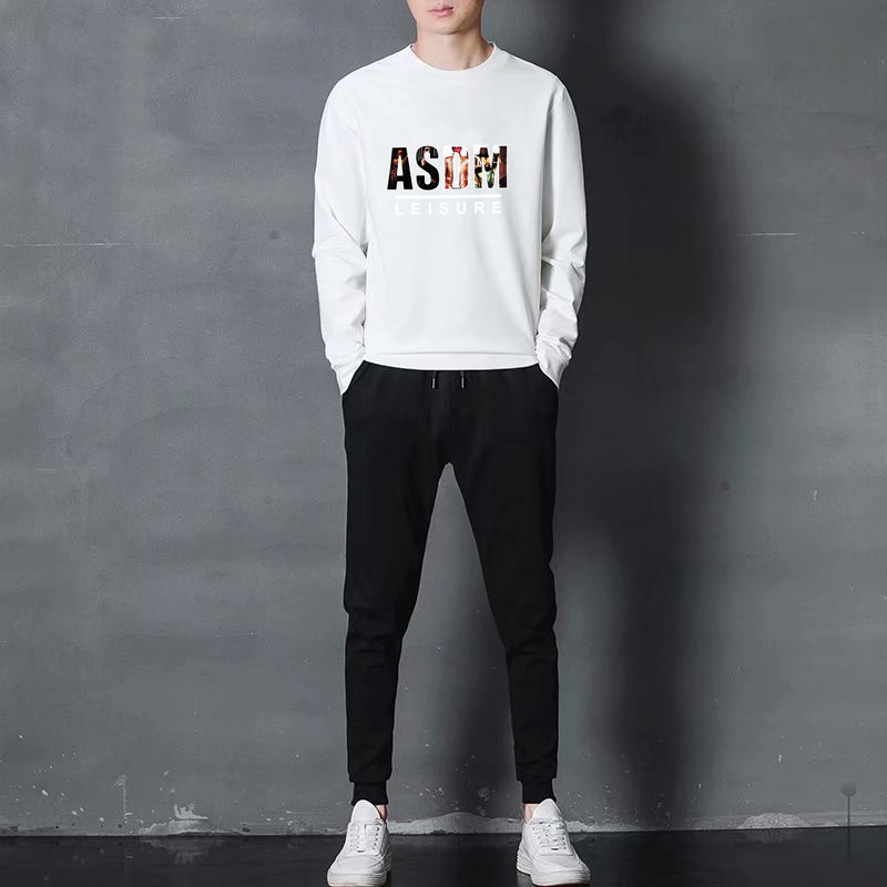 Traje casual delgado para hombre, estilo coreano, primavera y otoño, top de manga larga con estampado personalizado, nuevo estilo 2025