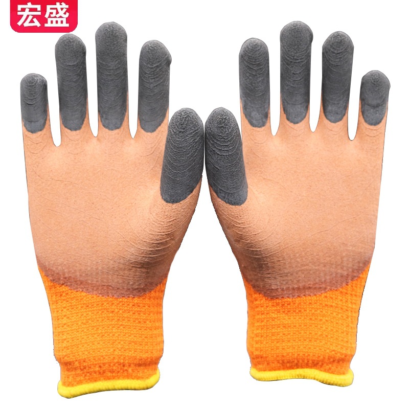 Impermeable guantes de trabajo caliente terry inmersión resistente al desgaste invierno forrado de lana gruesa caliente anti-congelación guantes de montar al por mayor