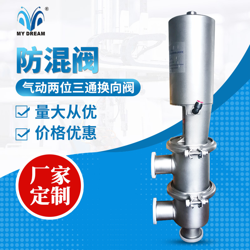 316L不锈钢卫生气动快装换向阀两位三通单座截止阀