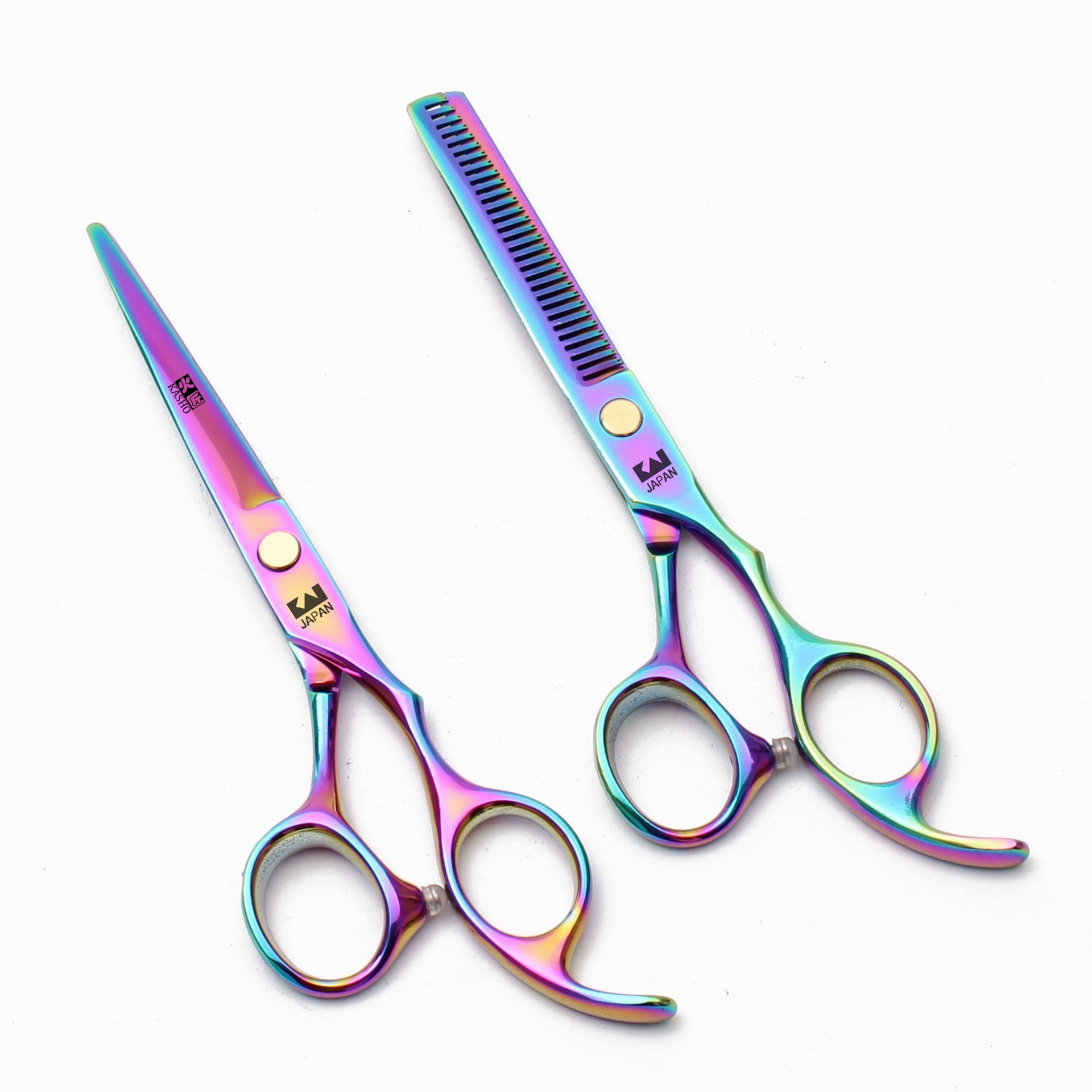 Tijeras de peluquería Tinker 5.5/6 pulgadas, set para uso doméstico y aprendices, incluye planas, de dientes, para flequillos y adelgazantes, 4 colores sin etiqueta