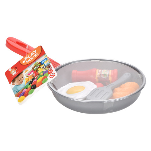 Children's play house toy baby imitating cooking pan DIY kitchen utensils and side dishes imitating wok 8-piece set