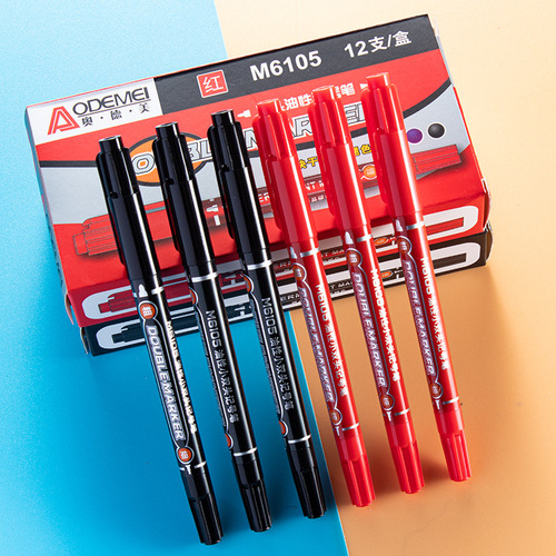 Odmei hook line pen black blue red double-headed marker art hook line pen oily small double-headed fine-head express pen