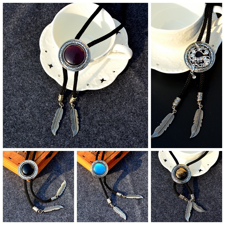 Corbata Bolo de Estilo Coreano para Hombre, Collar de Moda, Cordón para el Cuello, Comercio Exterior, Corbata Bolo con una Sola Piedra Preciosa