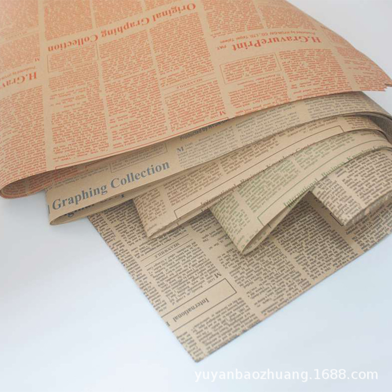 Papel Kraft vintage inglés periódico Rosa ramo de regalo papel de regalo bolsa hecha a mano papel de flores papel de embalaje al por mayor