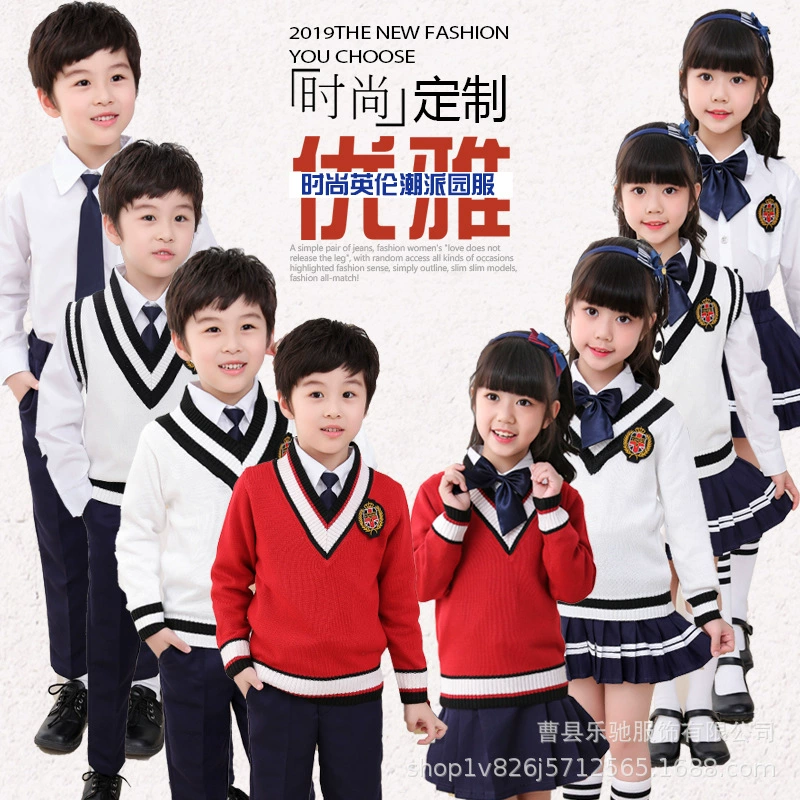 Осенне-зимняя хоровая форма начальной школы школьная форма костюм детский сад хлопковый свитер кардиган академический стиль производители одежды для выступлений