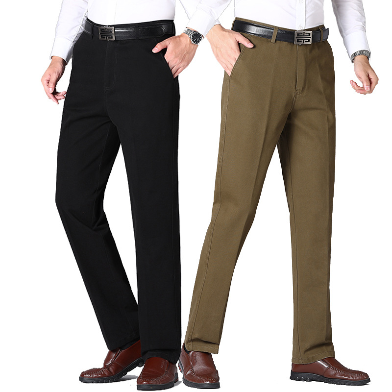Casual Pants Men's Autumn and Winter New Men's Loose Straight Cotton Men's Pants Middle-aged Men's Business Pants