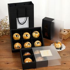 Egg yolk cake packaging box 2-4-6 pieces cowhide transparent cookie box 50-80G moon cake packaging box wholesale