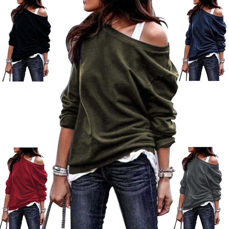 Women's Sweatshirt Autumn and Winter New Style Round Neck Pullover Solid Color Long-Sleeve Sweatshirt European and American Cross-Border Women's Top Wholesale Women's Sweatshirt Autumn and Winter New Style Round Neck Pullover Solid Color Long-Sleeve Sweatshirt European and American Cross-Border Women's Top Wholesale