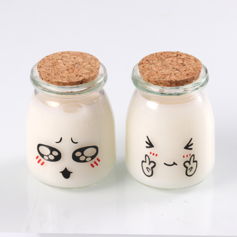 Taza de pudín con tapa botella de pudín de vidrio transparente tarro de miel jalea doble piel mousse de leche mini taza de yogur taza al por mayor