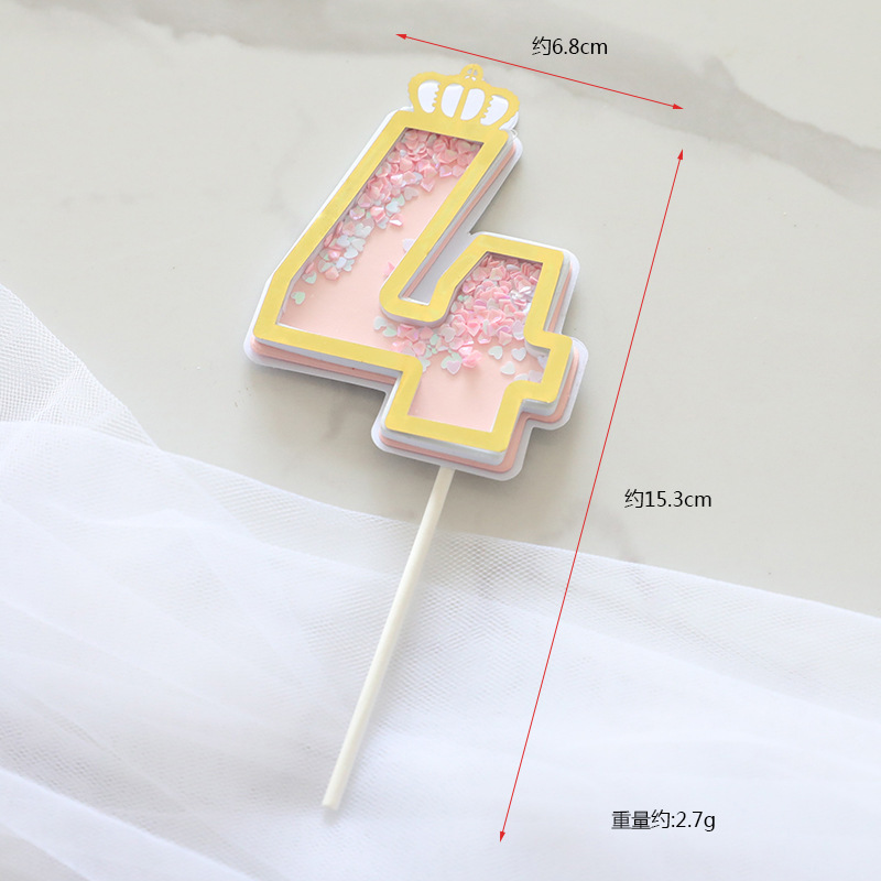 Fábrica directa pastel decoración creativa brillo rosa azul 0-9 Digital Cumpleaños pastel plug-in tarjeta de inserción de la torta