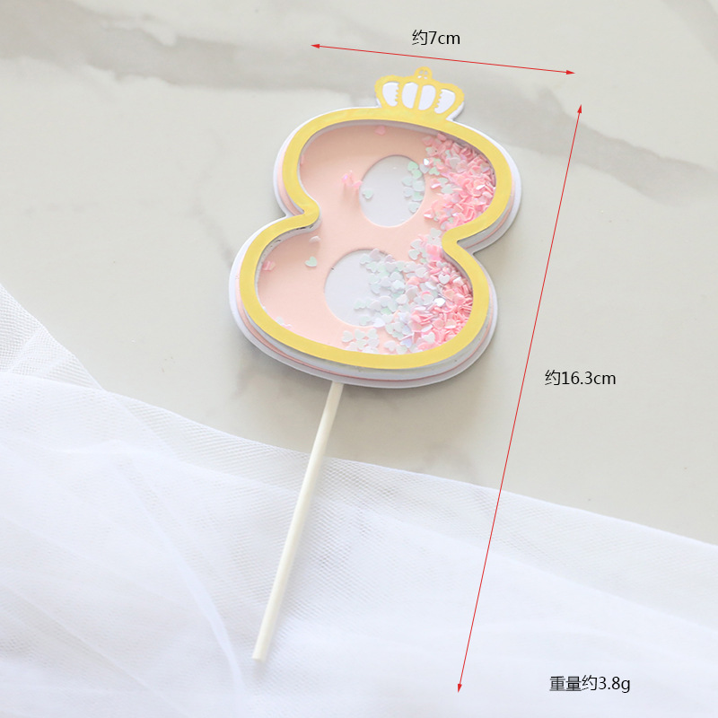 Fábrica directa pastel decoración creativa brillo rosa azul 0-9 Digital Cumpleaños pastel plug-in tarjeta de inserción de la torta