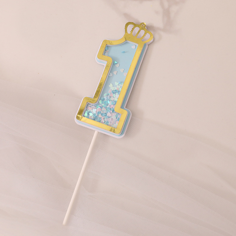 Fábrica directa pastel decoración creativa brillo rosa azul 0-9 Digital Cumpleaños pastel plug-in tarjeta de inserción de la torta