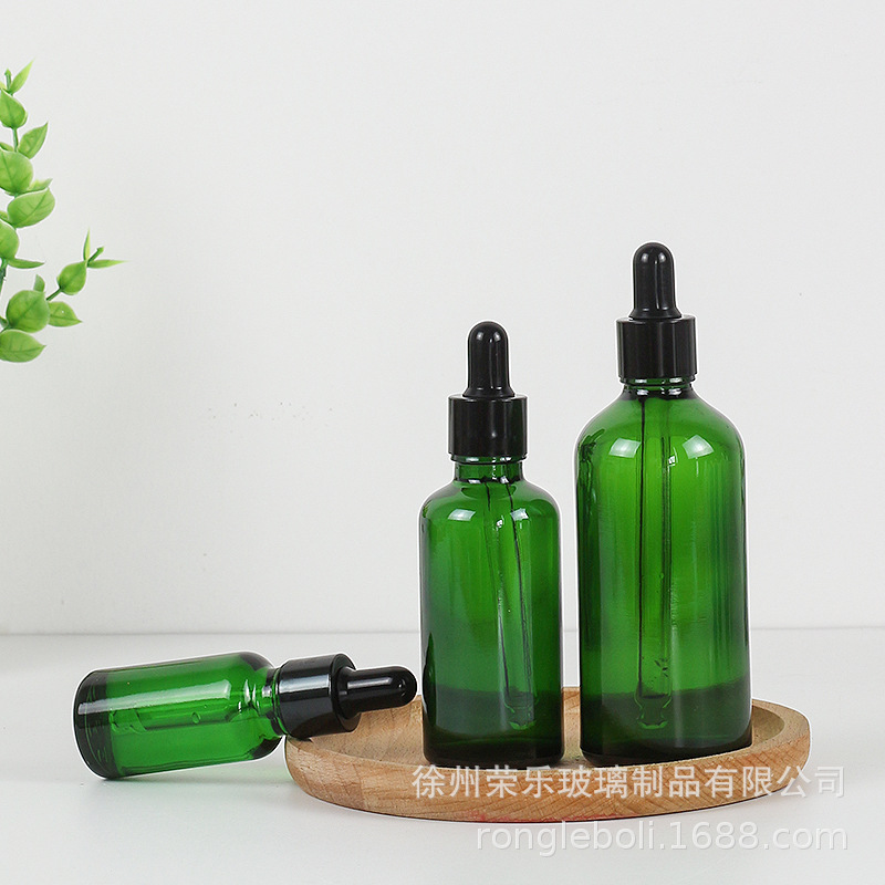 Transparent 50ml Glass Essential Oil Bottle Green Blue Dropper Bottle Lotion Sample Bottle Plastic Tip Dropper Bottle Empty Bottle