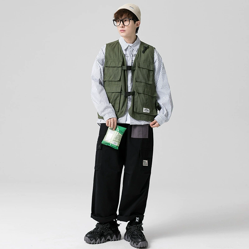 Камуфляж жилет мужчине, уличный стиль хип-хоп осень, oversized тактические карманы, размеры от M до 5XL