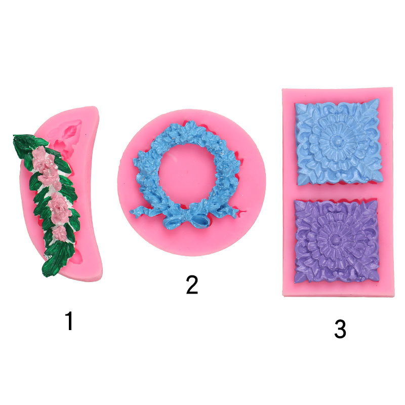 Joyería hecha a mano DIY cristal epoxi Garland pluma flor Cluster patrón cuadrado estilo europeo decoración de la pared esmerilado molde Silicona