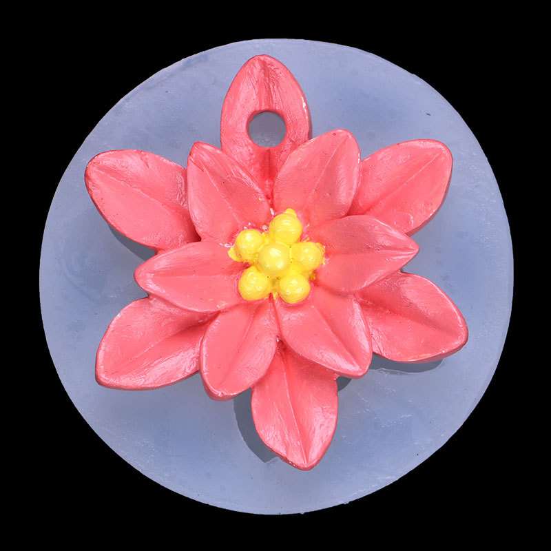 Flor molde de silicona con agujero aromaterapia yeso decoración colgante decorativo llavero accesorios molde de silicona en stock lot
