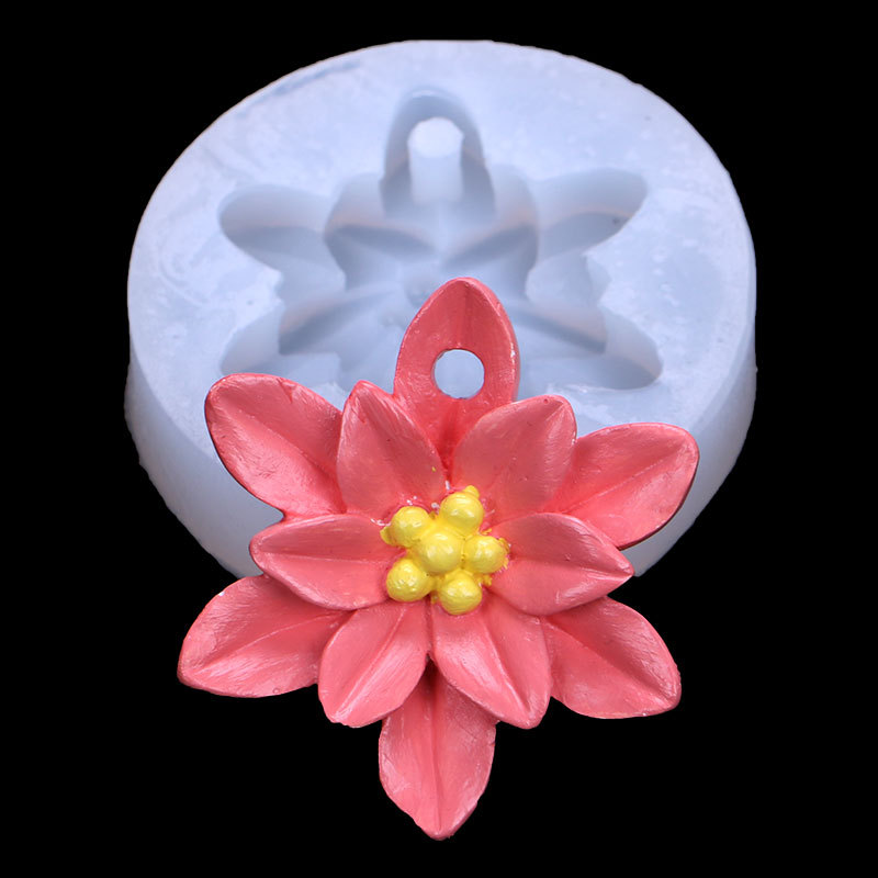 Flor molde de silicona con agujero aromaterapia yeso decoración colgante decorativo llavero accesorios molde de silicona en stock lot