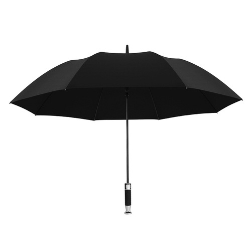 All-fiber silver-plated golf umbrella—same design as Rolls-Royce car umbrellas—electroplated, perfect for welcoming VIPs, black vinyl, and featuring a long, business-style handle.
