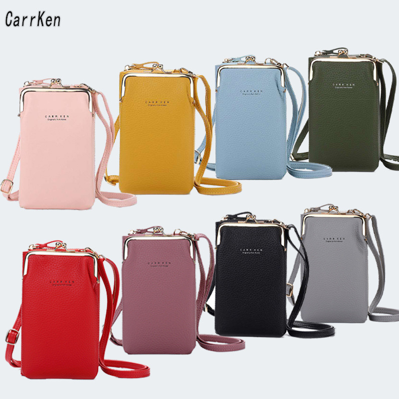2021 New Women's Phone Bag with Lychee Texture, Shoulder/Crossbody Bag, Korean Style, Fashionable and Trendy, Vertical Zipper Wallet