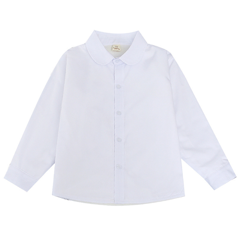 Camisa blanca para niños de embalaje fino Camisa blanca para niñas Estudiante uniforme escolar Camisa blanca para niños de manga larga