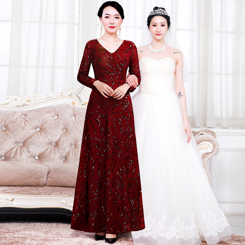 Wedding Daughter Wedding Mother's Dress Bride's Mother-in-law's Dress Fashion Slimming Middle-aged Wedding Dress