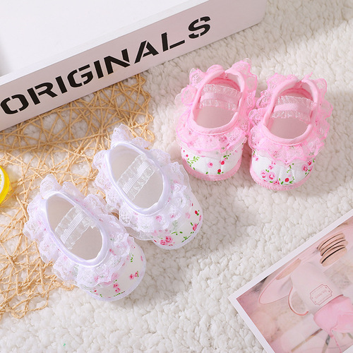 Factory direct sales Taobao one-piece drop-shipping shoes toddler shoes cotton shoes soft sole spring and autumn non-slip baby shoes lace princess shoes