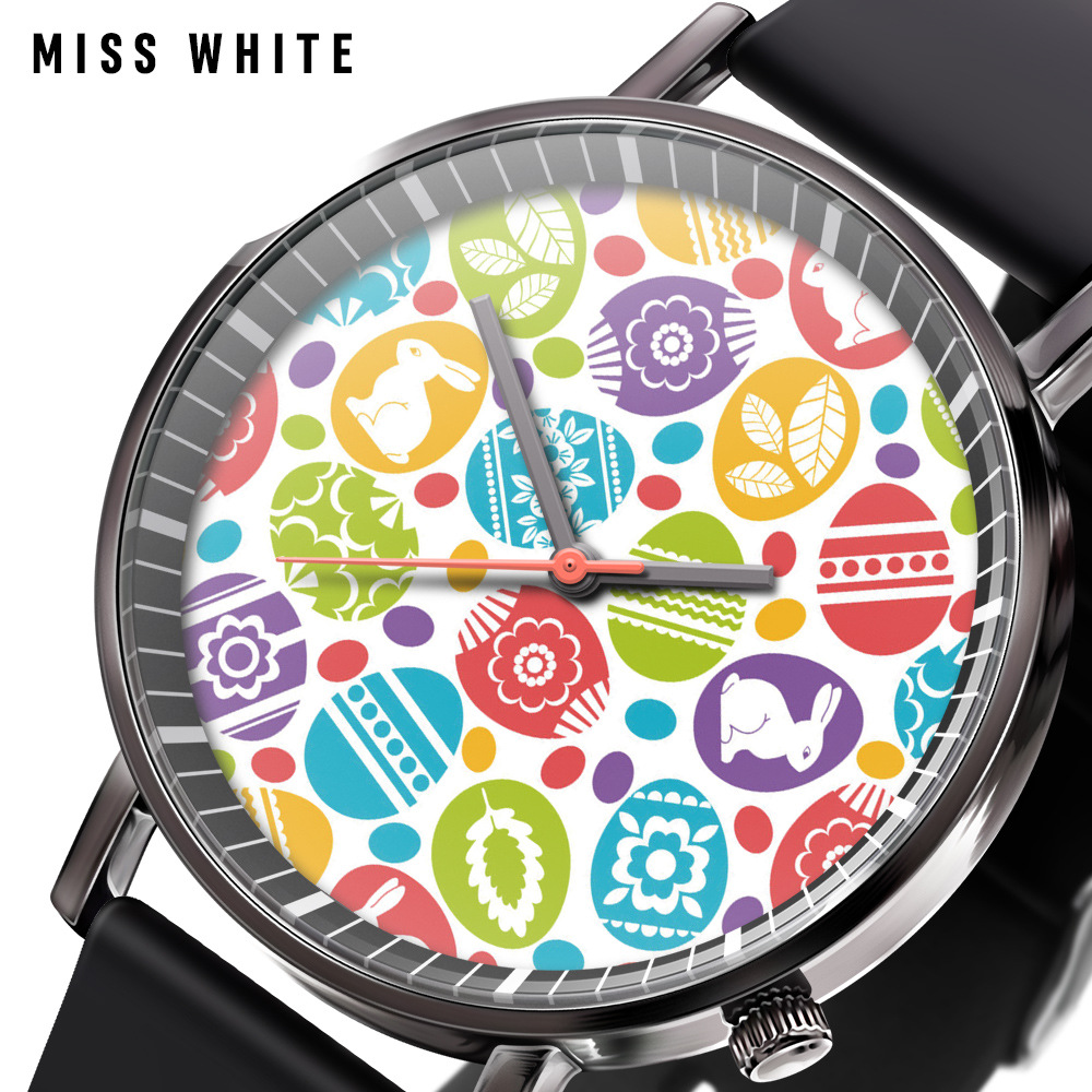 Easter egg fashion trend watch pointer black male pin buckle Chinese round quartz sports ordinary watch