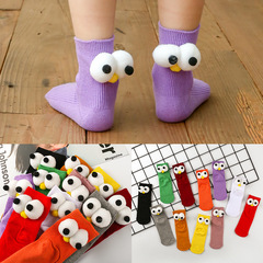秋冬新款兒童襪子女童立體大眼睛卡通寶寶高筒棉質襪子潮襪批發