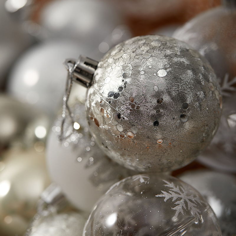 6cm8cm plata pintada bola de Navidad decoración de navidad colgante bola galvanizada pintada a mano decoración de ventanas de hotel