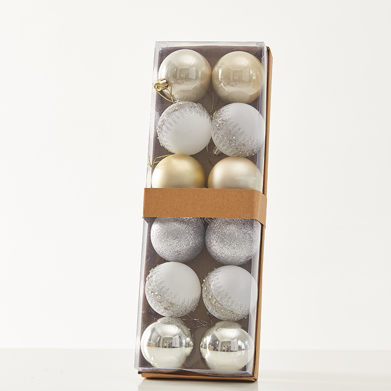 6cm8cm plata pintada bola de Navidad decoración de navidad colgante bola galvanizada pintada a mano decoración de ventanas de hotel