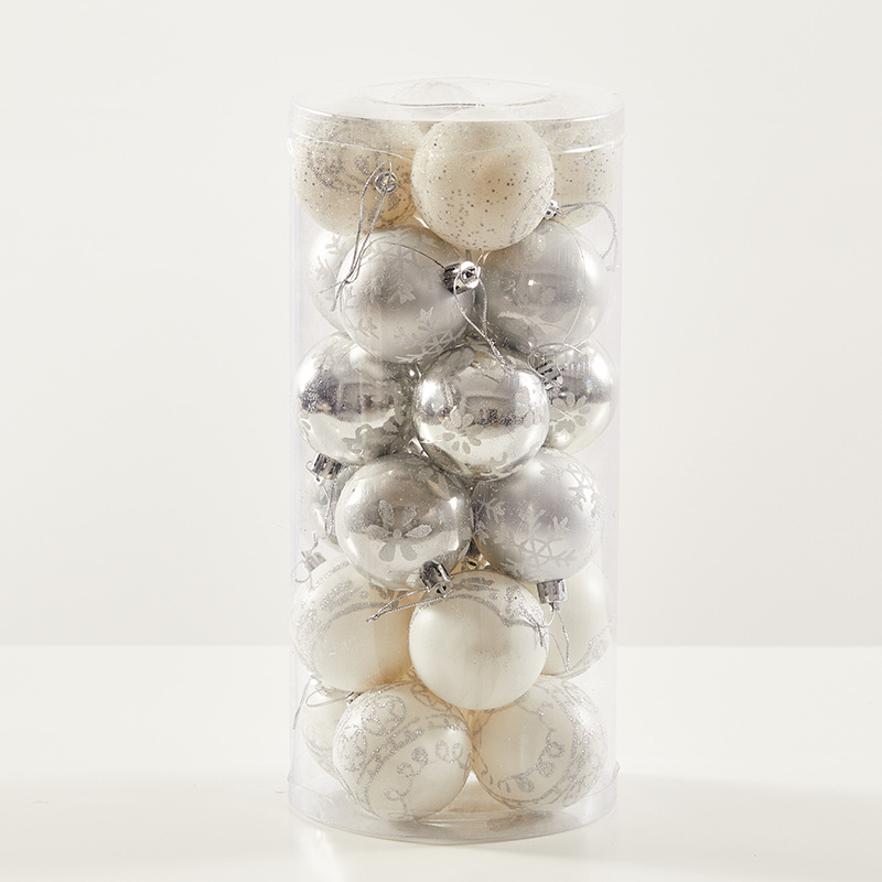 6cm8cm plata pintada bola de Navidad decoración de navidad colgante bola galvanizada pintada a mano decoración de ventanas de hotel