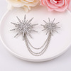 Brooch, universal chain with tassels, clothing, fashionable accessory, European style, with snowflakes, diamond encrusted