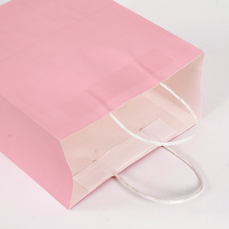 Marca bolsa de regalo rosa papel kraft bolsa de regalo de compras bolsa de joyería bolsa de embalaje ropa fabricante de bolsas de mano