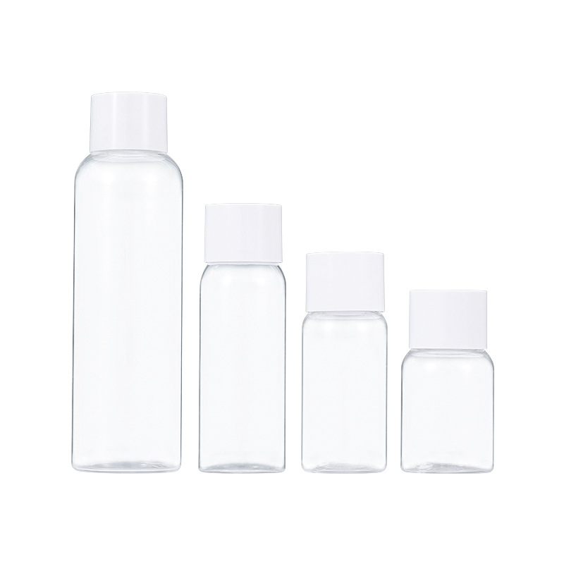 50-75ml botella de plástico 100mL botella de rocío puro transparente hombro redondo 250ml blanco con tapa trasera botella de tóner image 6